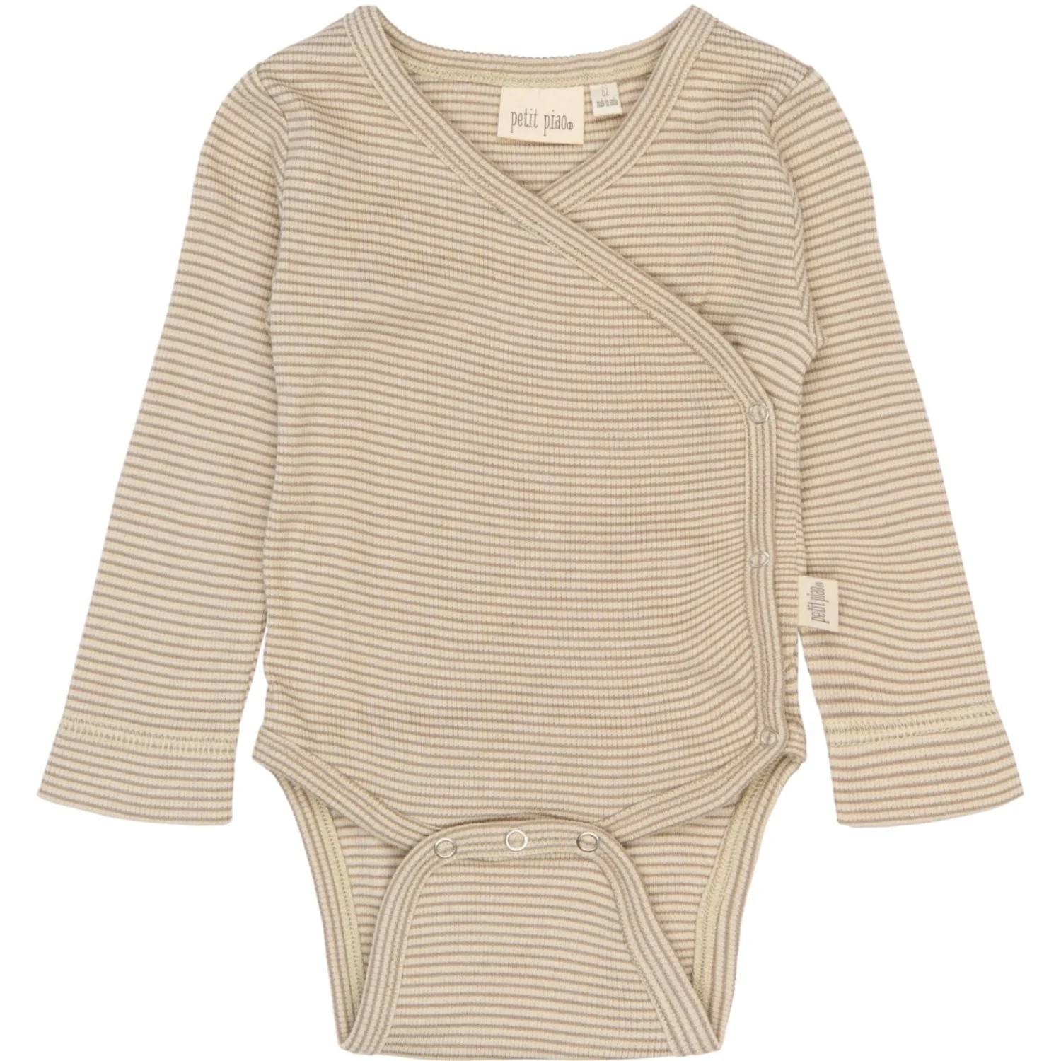 Petit Piao Pure Cashmere/Dark Off White PPDian Body L/S Fold Over Stripe NB NOOS