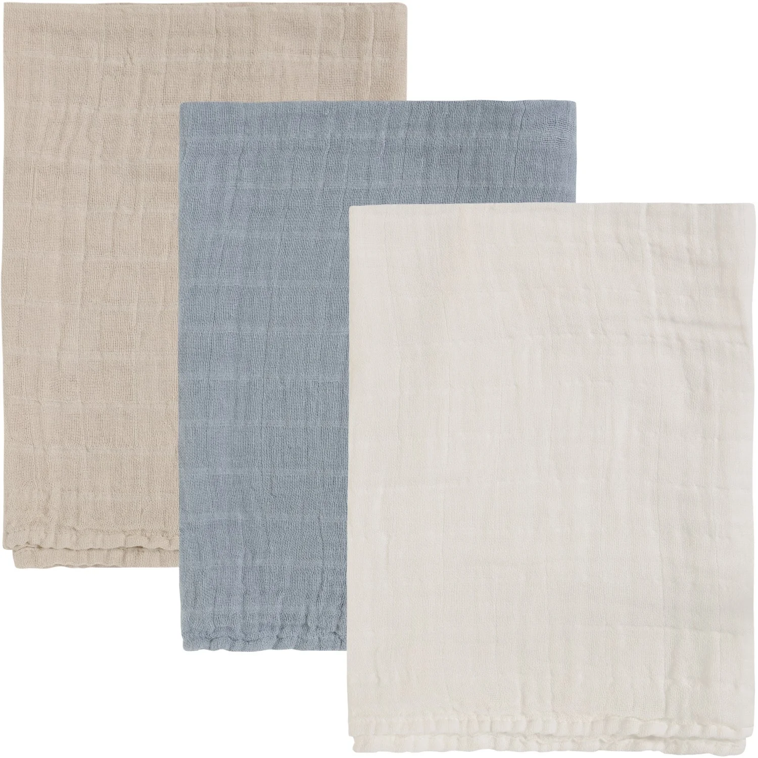 Pippi Ashley Blue Muslin Cloth (3-Pack)