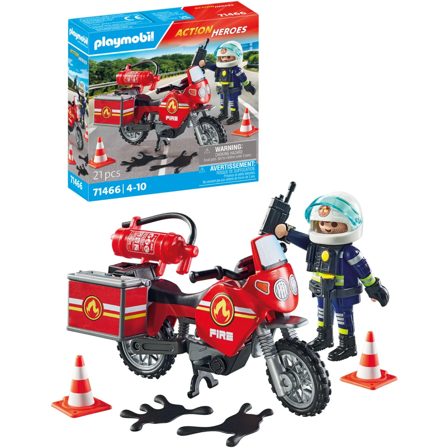 Playmobil® Fire Motorcycle & Oil Spill Incident - Image 3