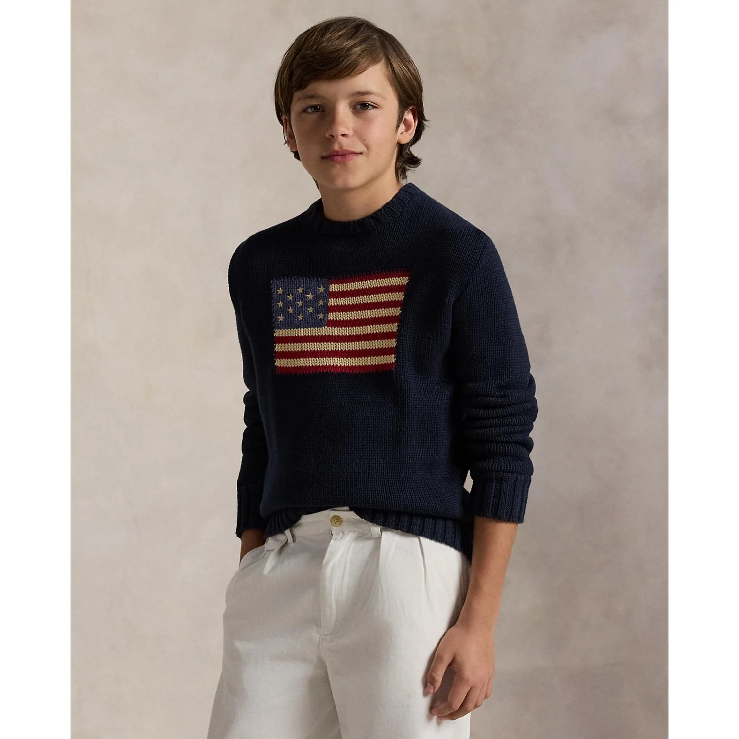 Polo Ralph Lauren Boy Long Sleeved Flag Sweater Hunter Navy - Image 2