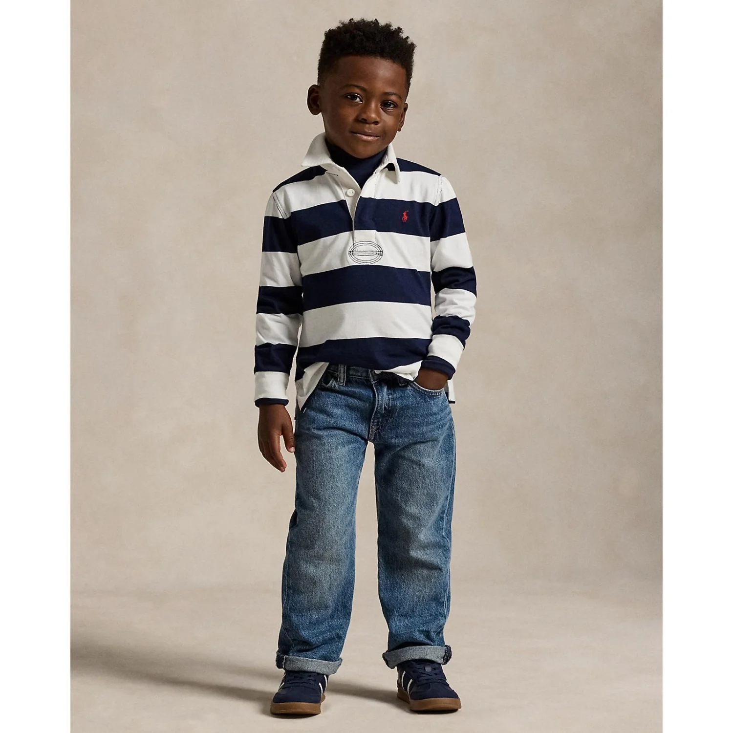 Polo Ralph Lauren White/Cruise Navy Rugby Polo T-Shirt - Image 4