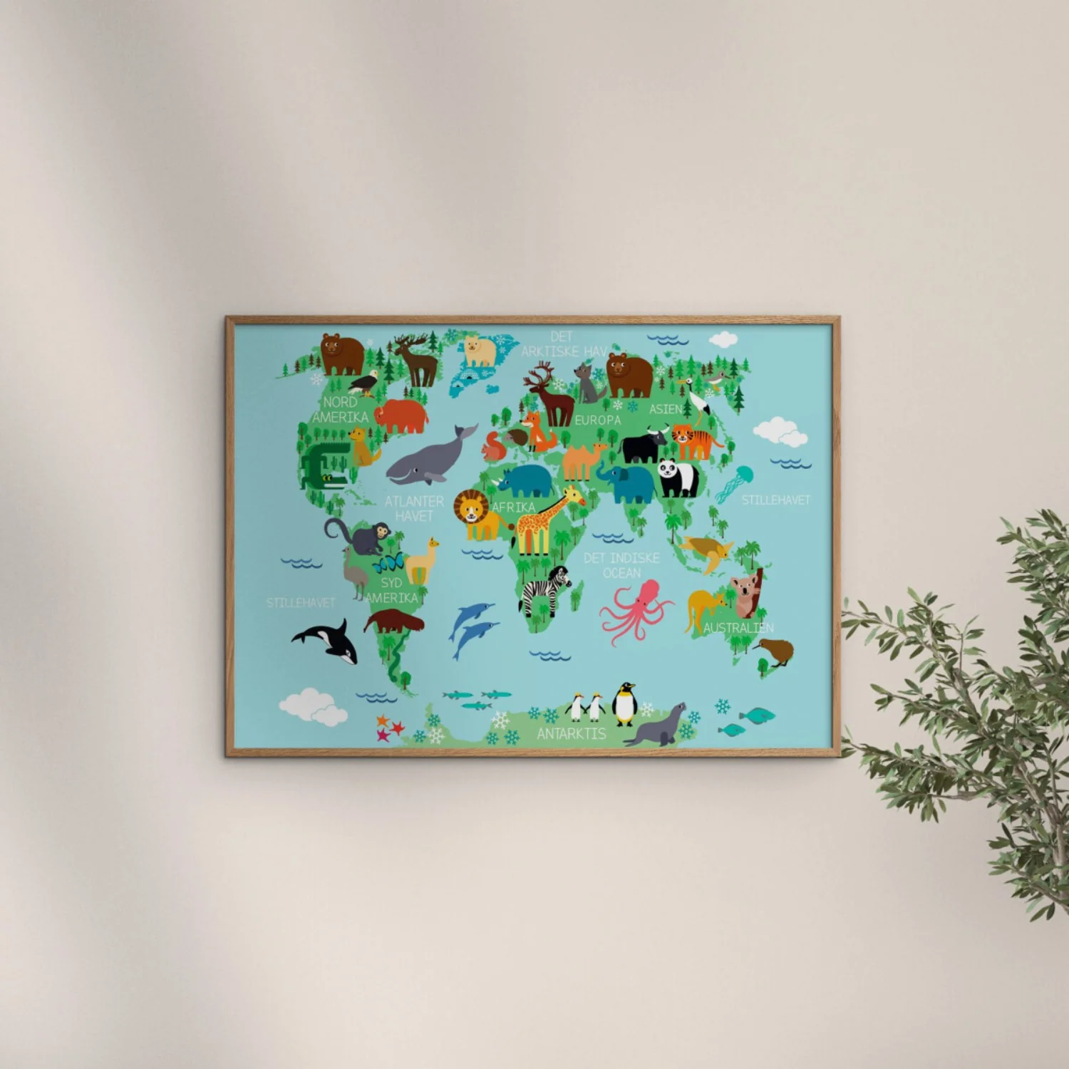 Poster & Frame Citatplakat - Verdenskort Plakat Med Dyr Til Børn - Image 2