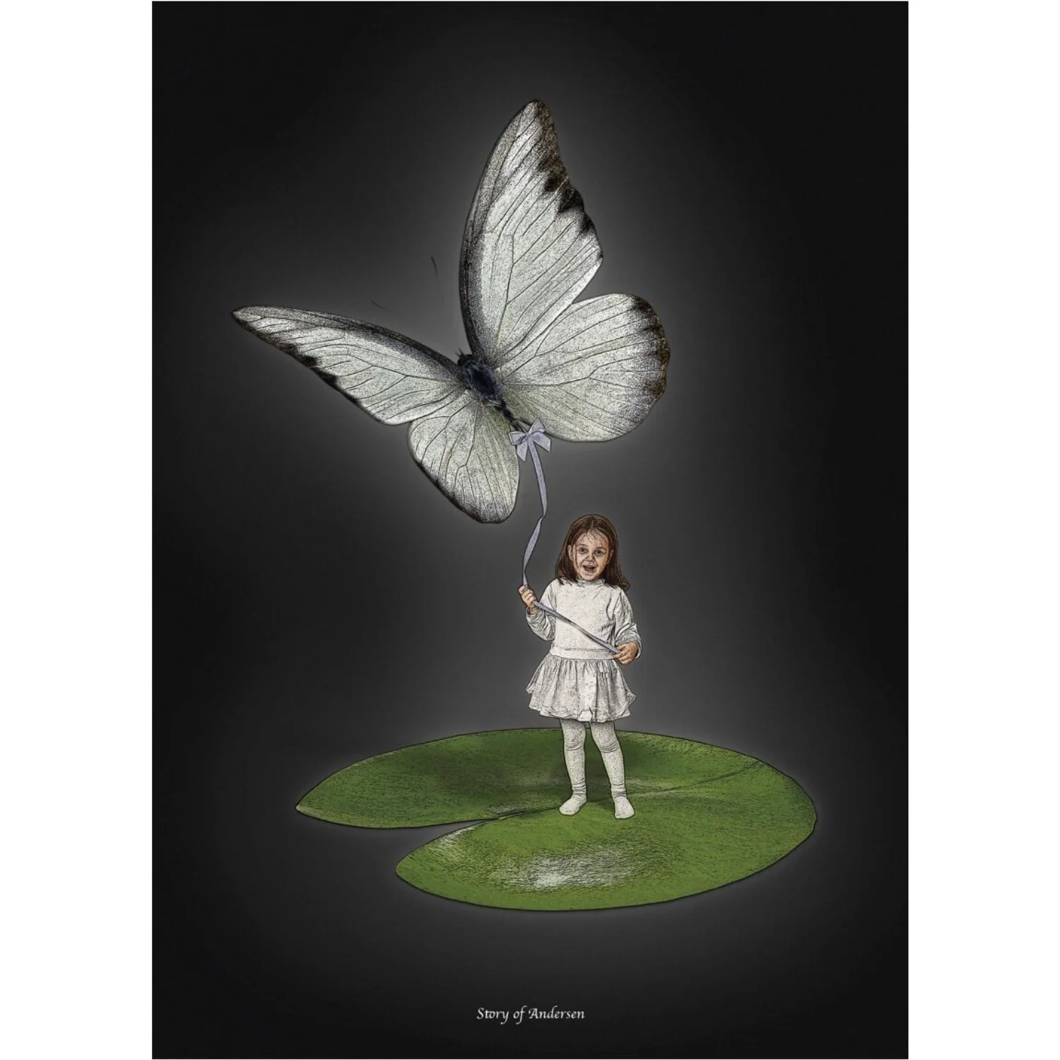 Poster & Frame Story Of Andersen - Tommelise - Hvid/Sort Baggrund