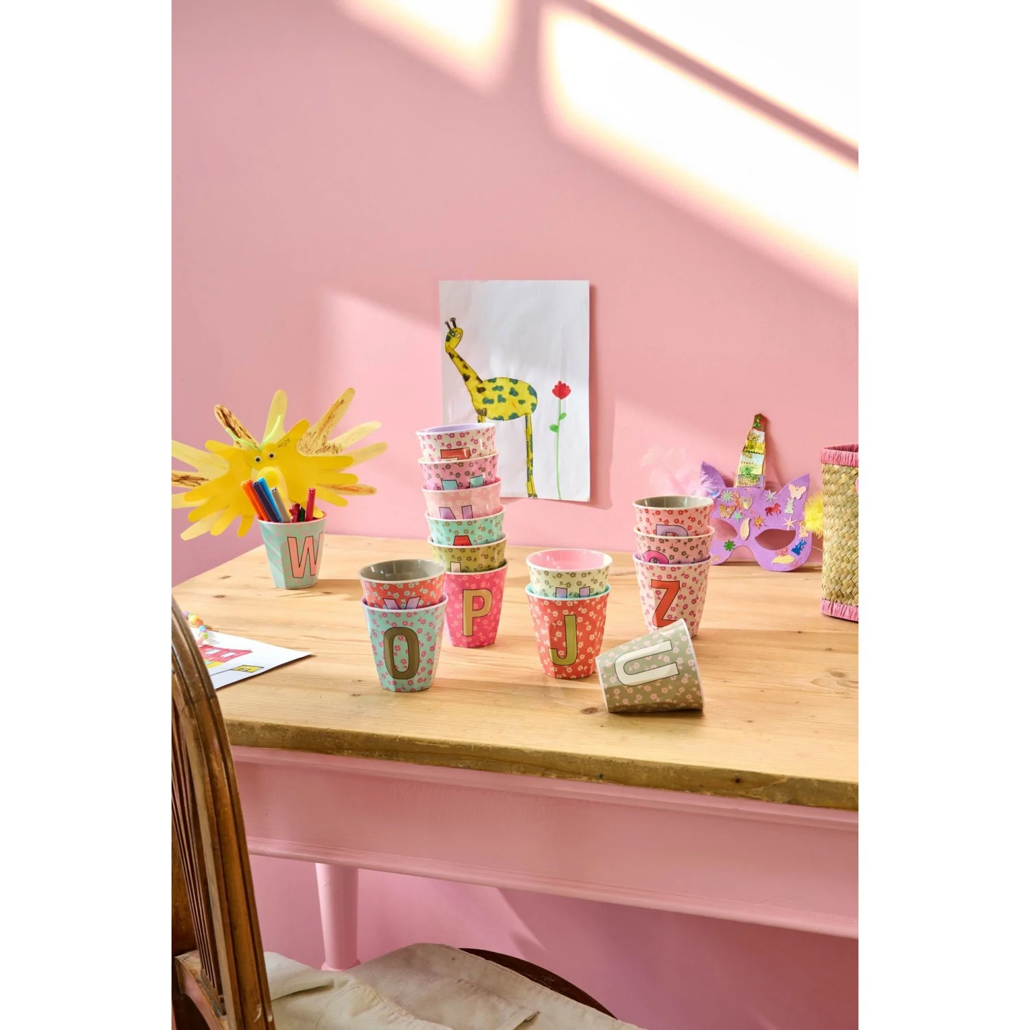 Rice Flowers Medium Melamine Cup With The Letter U - Image 2