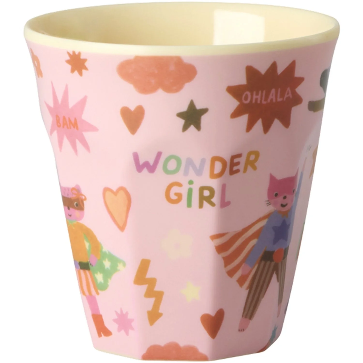 Rice Melamine Kids Cup With Hero Print - Small - Pink - 160 Ml