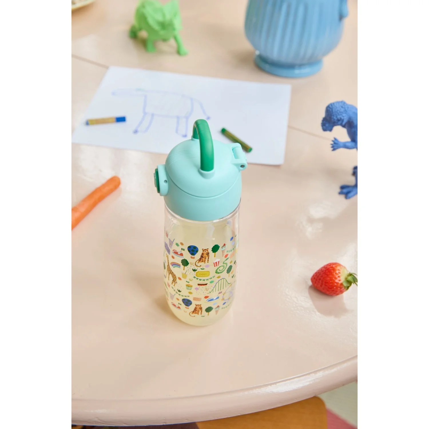 Rice Mint Fun Fair Print Plastic Kids Drinking Bottle 550 Ml - Image 3