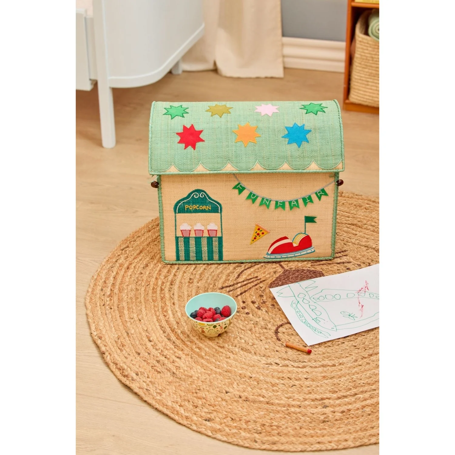 Rice Mint Fun Fair Theme Raffia Toy Baskets 3-Pack - Image 4