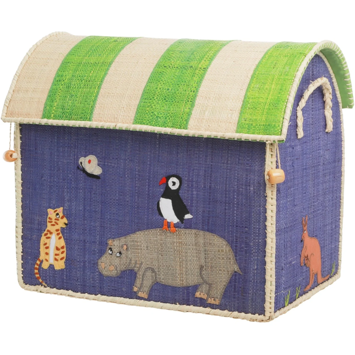 Rice Raffia Toy Baskets With Animal Theme - Set Of 3 - Image 4