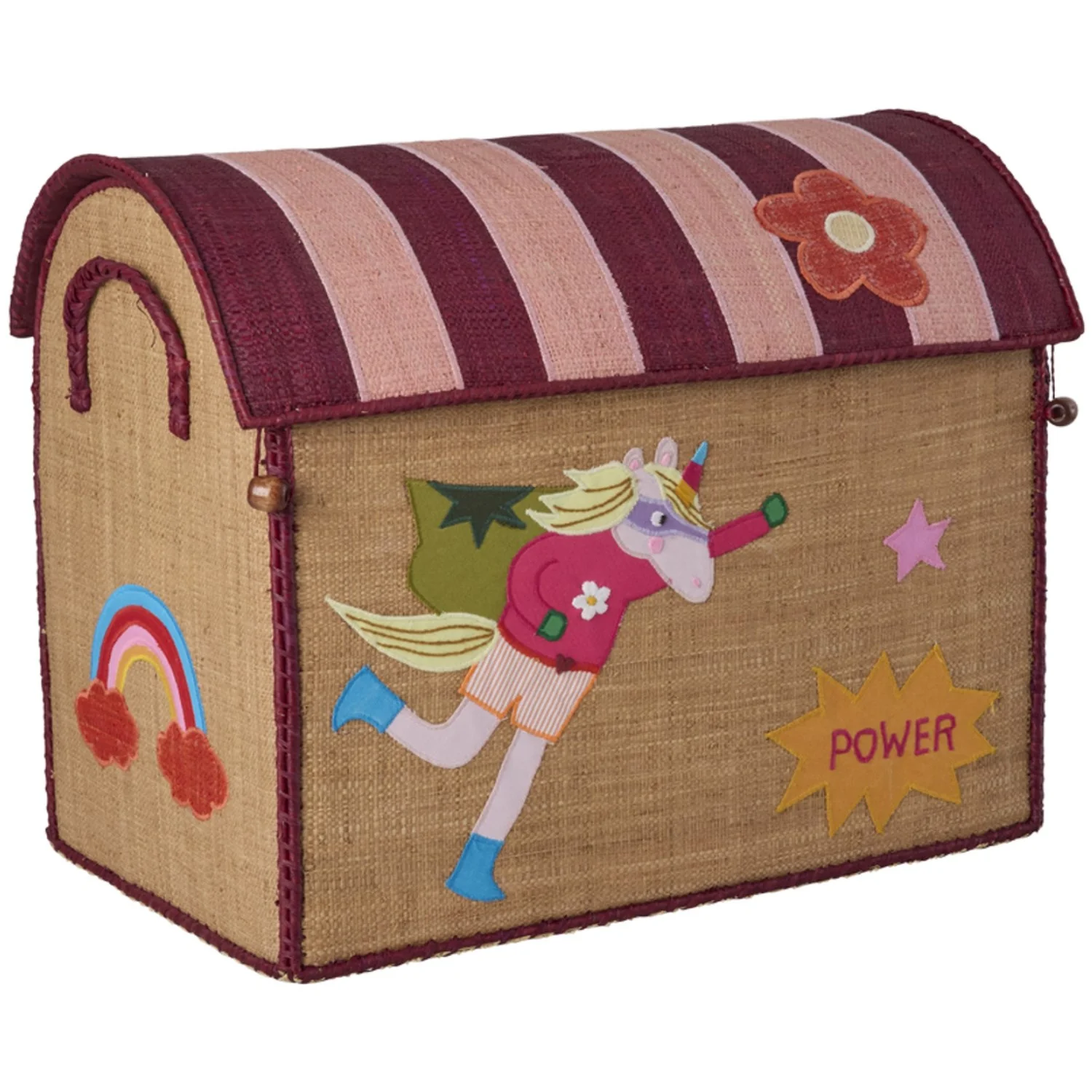 Rice Raffia Toy Baskets With Hero Theme - Pink - Set Of 3 - Image 4