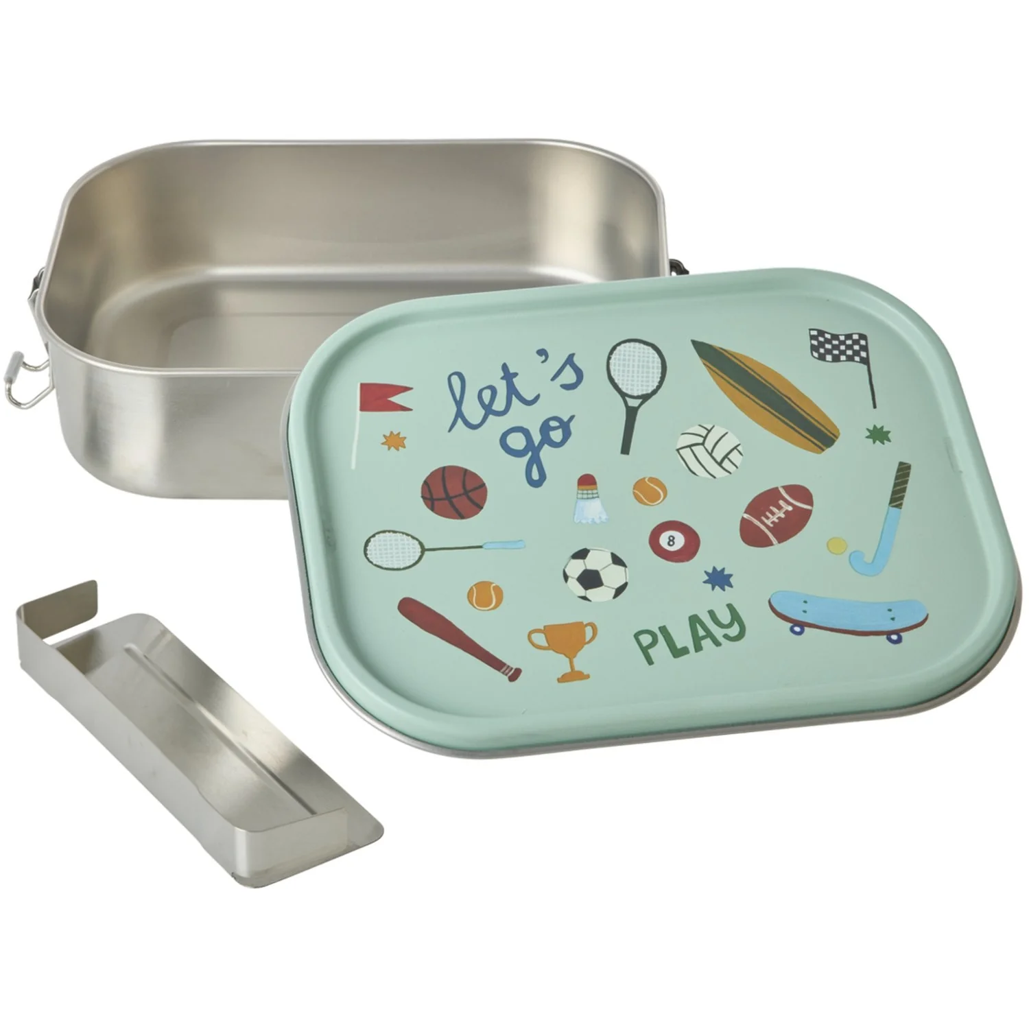 Rice Sports Print Stainless Steel Lunchbox With Moveable Divider Large 1400 Ml - Image 4