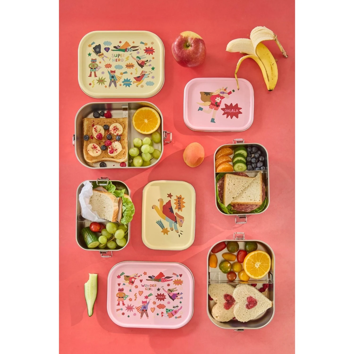 Rice Stainless Steel Lunchbox With Moveable Divider And Hero Print - Cream - Large - 1400 Ml - Image 2