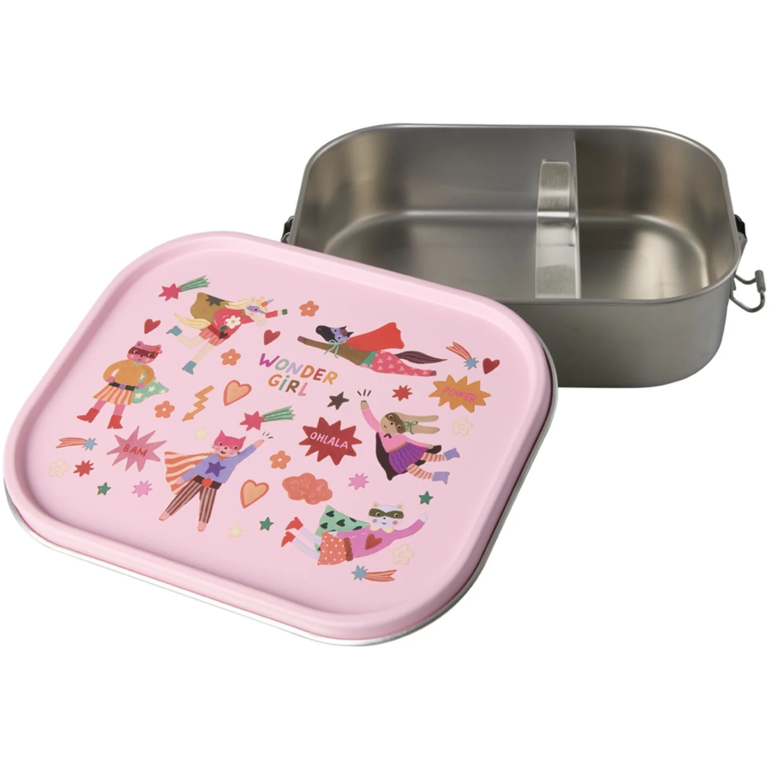 Rice Stainless Steel Lunchbox With Moveable Divider And Hero Print - Pink - Large - 1400 Ml - Image 3