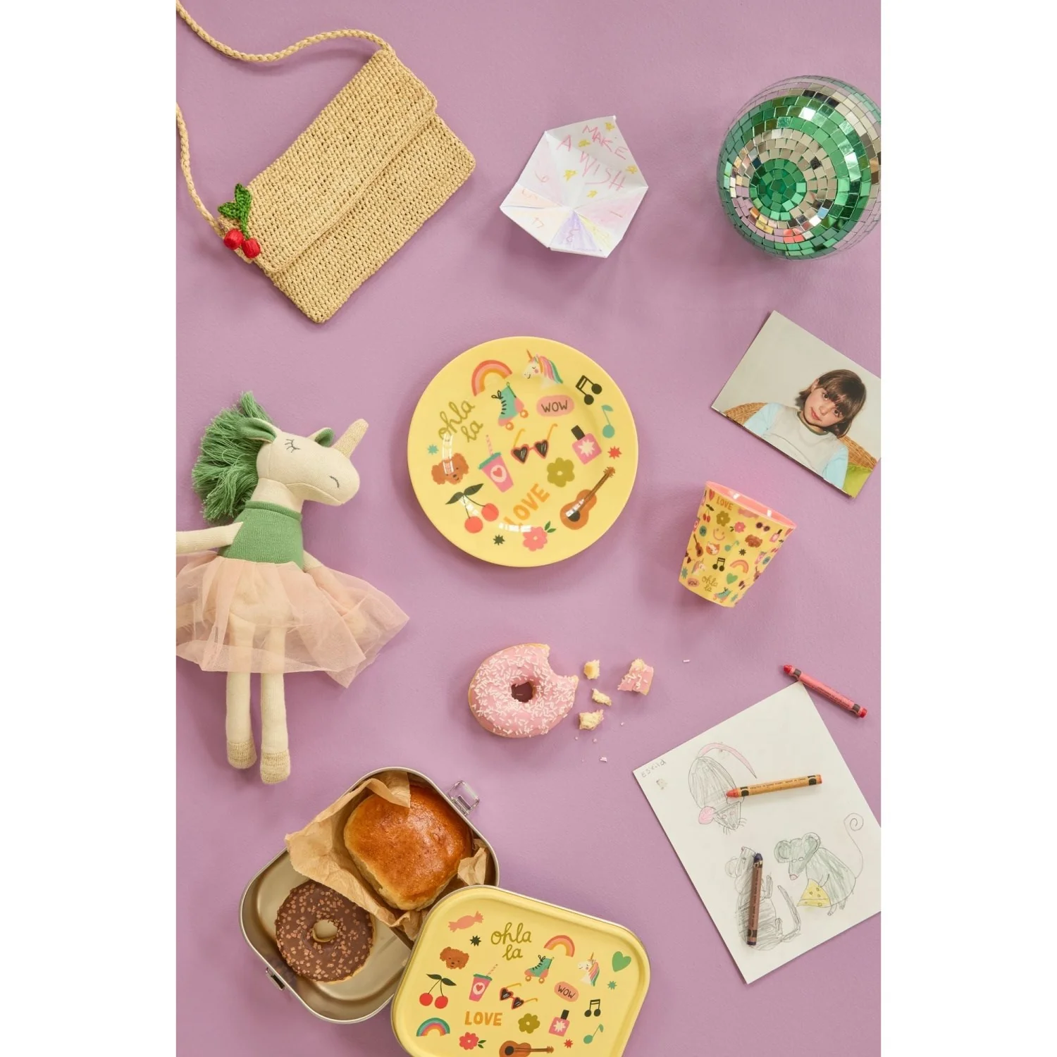 Rice Unicorn Love Print Stainless Steel Lunchbox With Moveable Divider Large 1400 Ml - Image 3