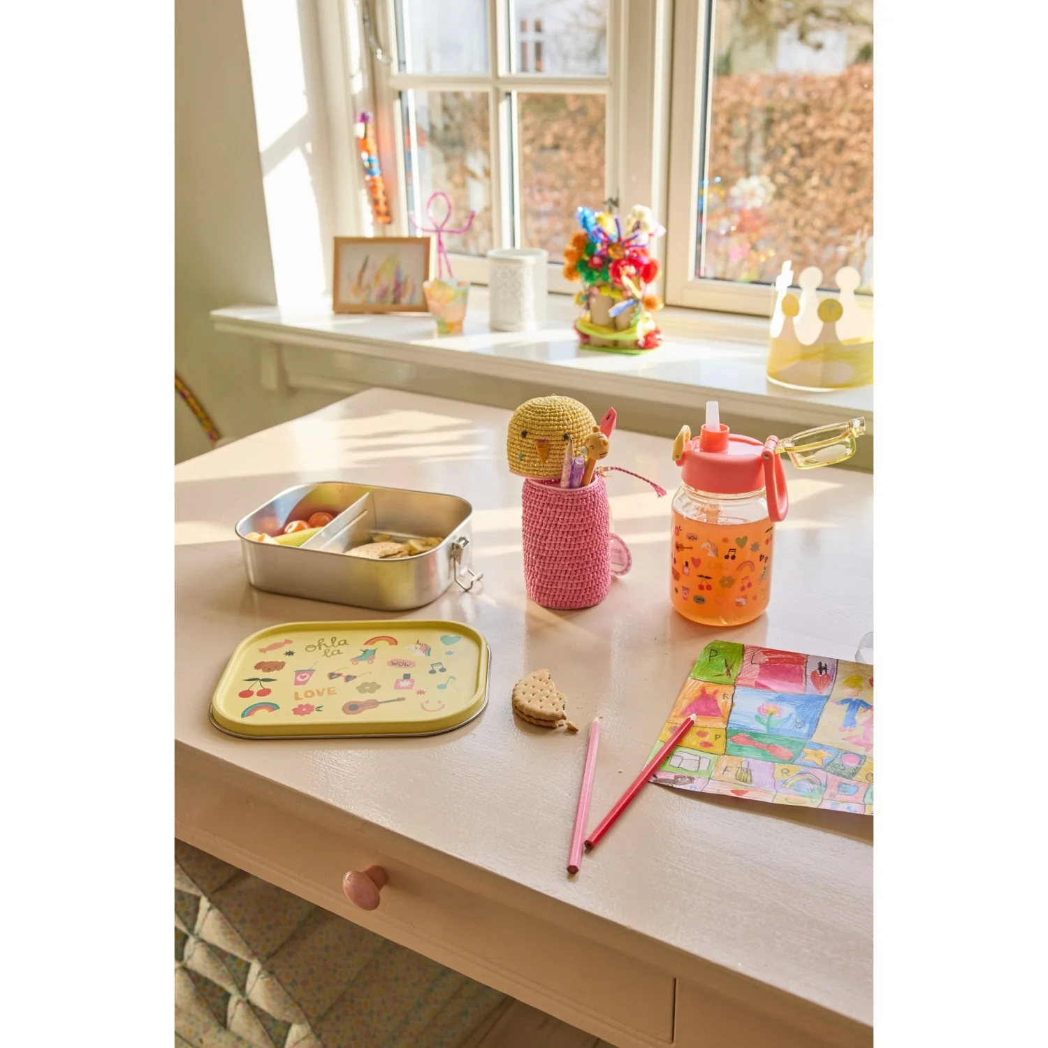 Rice Unicorn Love Print Stainless Steel Lunchbox With Moveable Divider Large 1400 Ml - Image 4