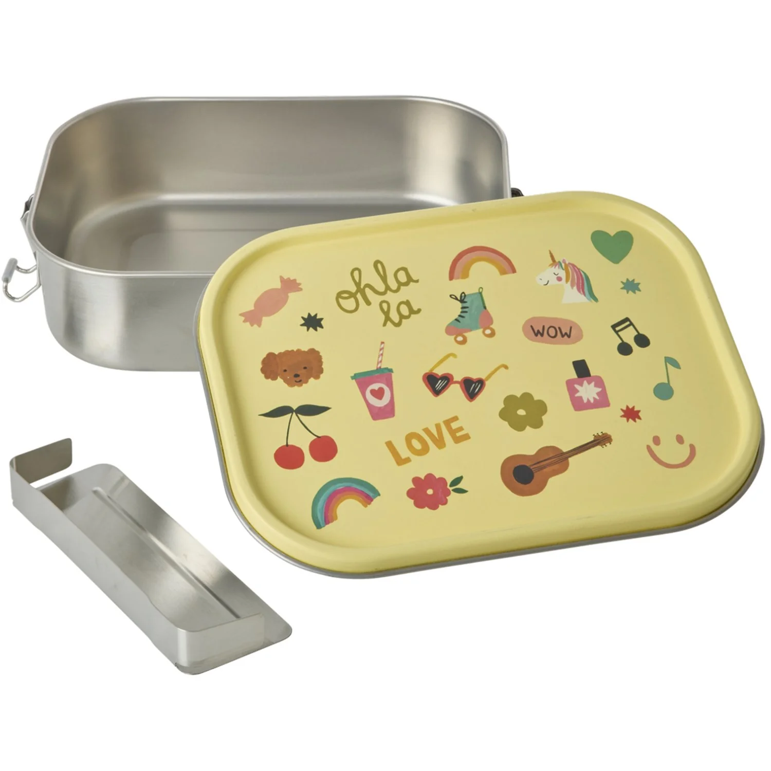 Rice Unicorn Love Print Stainless Steel Lunchbox With Moveable Divider Large 1400 Ml - Image 5
