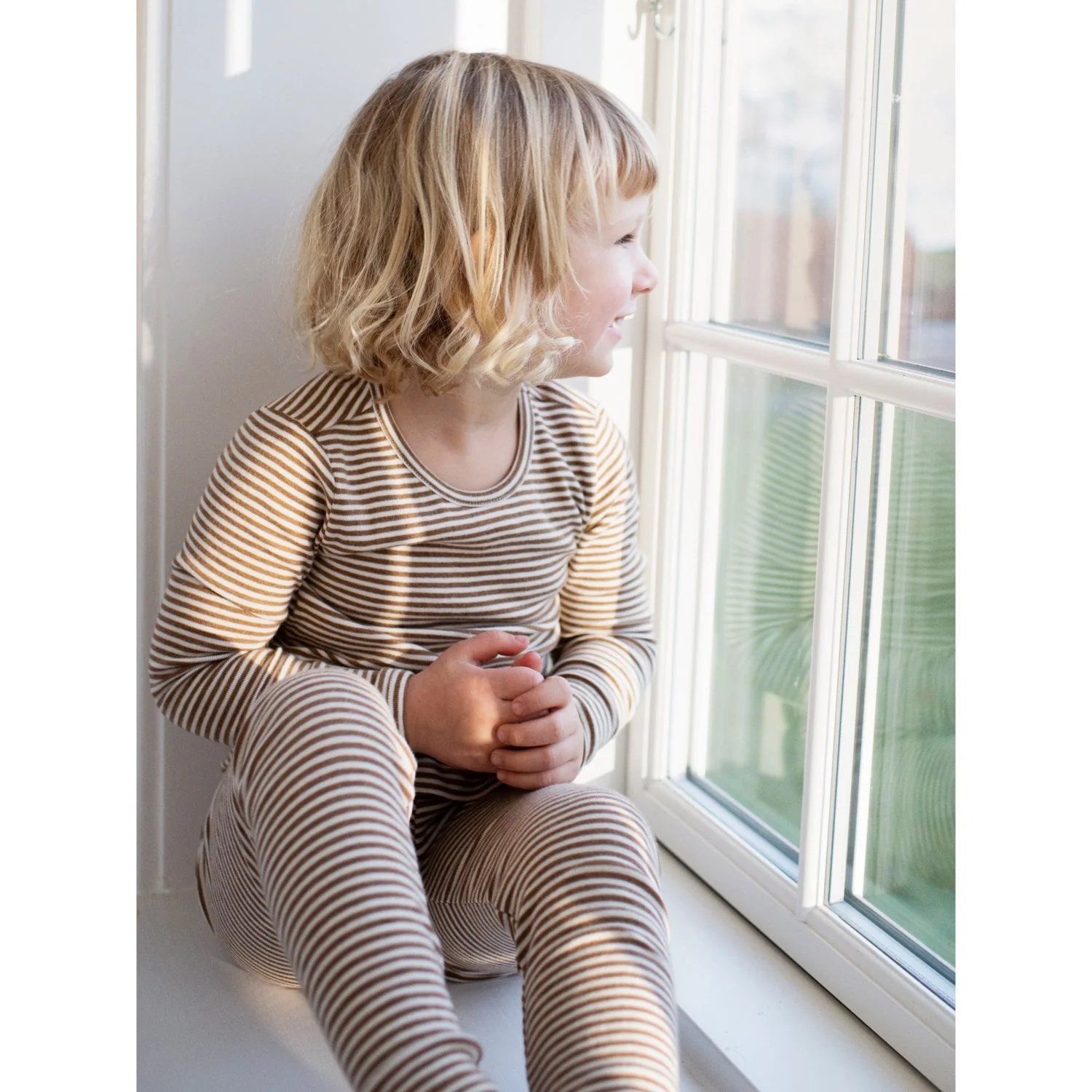 Serendipity Almond/Offwhite Slim Blouse Stripe - Image 4