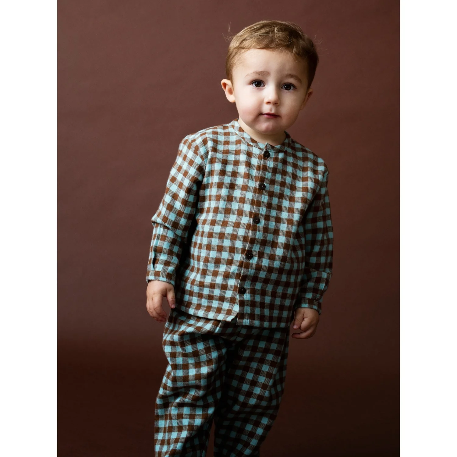 Serendipity Coffee Checks Baby Brushed Shirt - Image 3