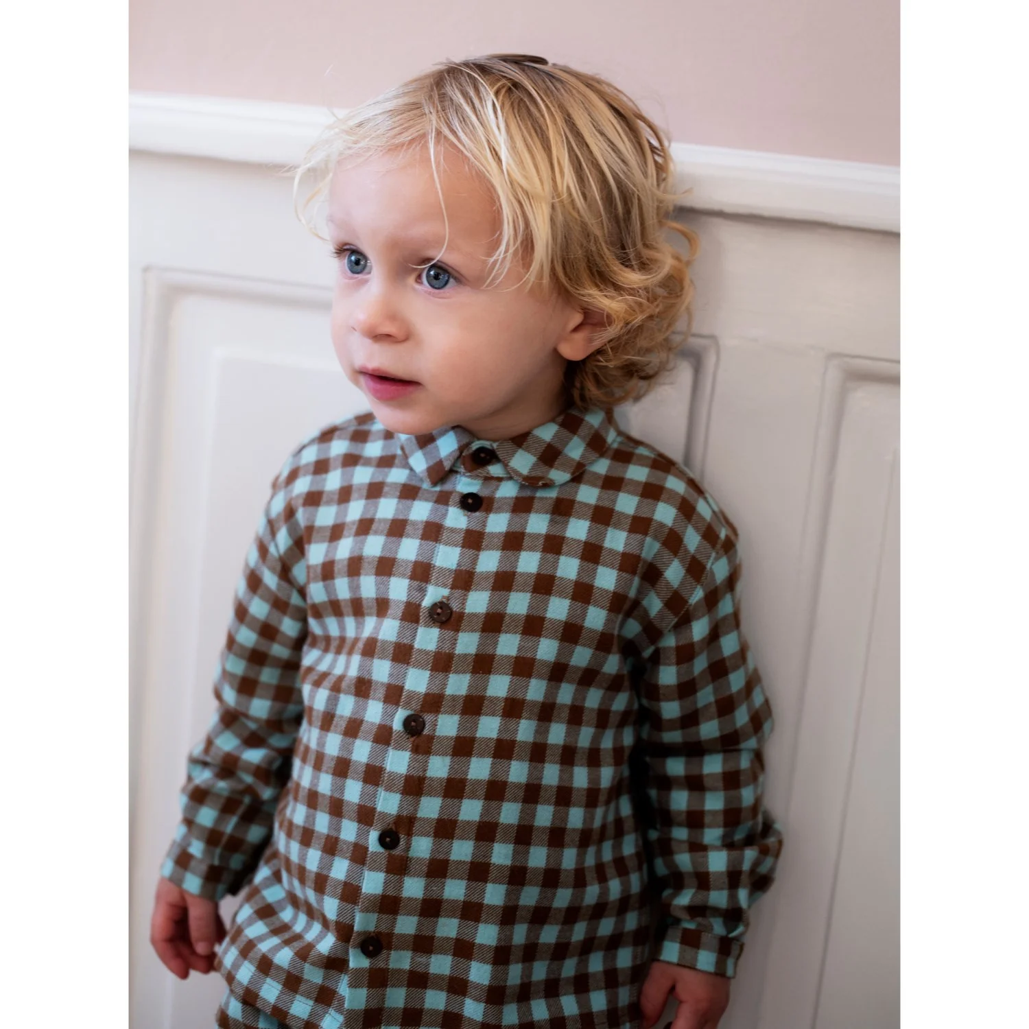 Serendipity Coffee Checks Brushed Collar Shirt - Image 2