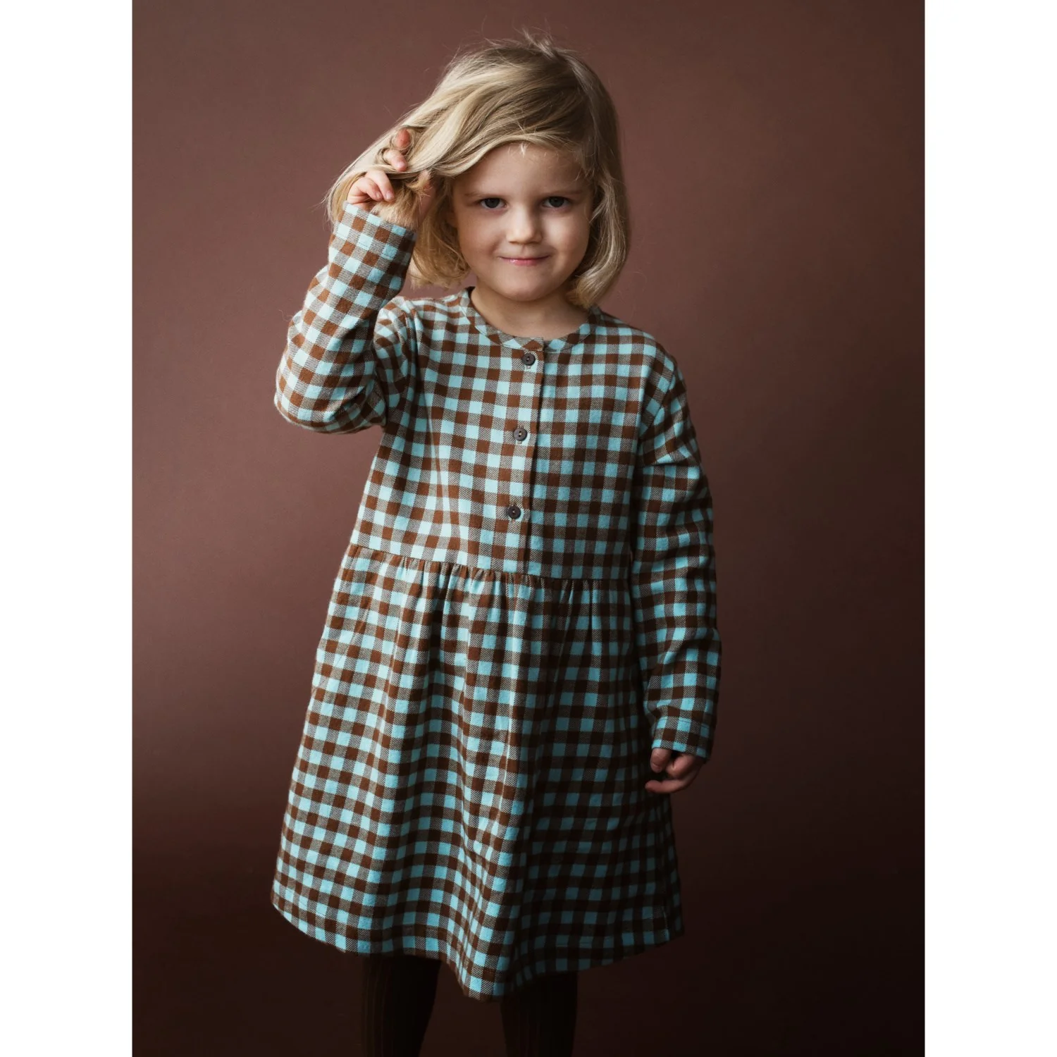 Serendipity Coffee Checks Brushed Dress - Image 2