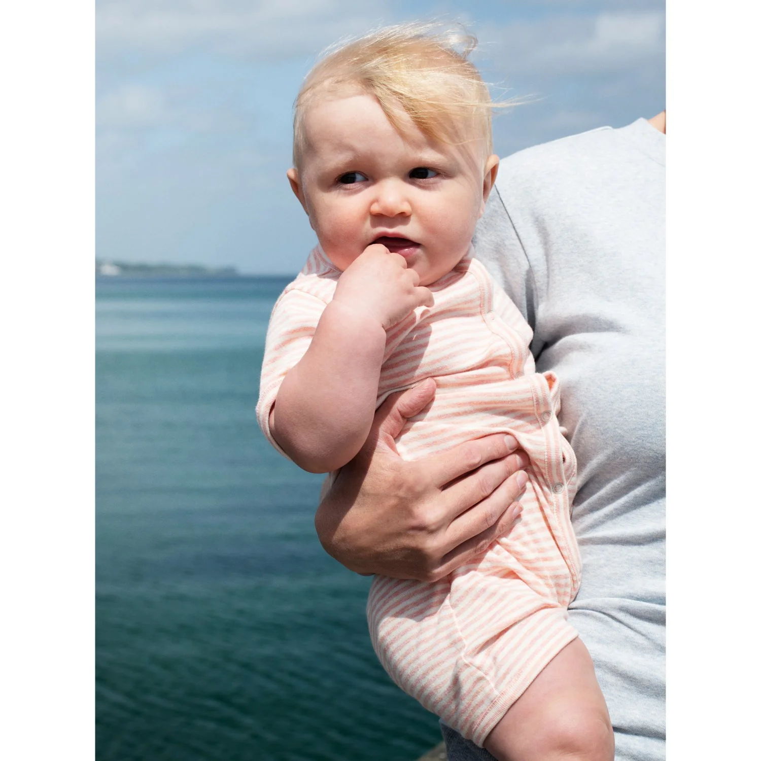 Serendipity Coral/Offwhite Baby Short Suit Stripe - Image 2