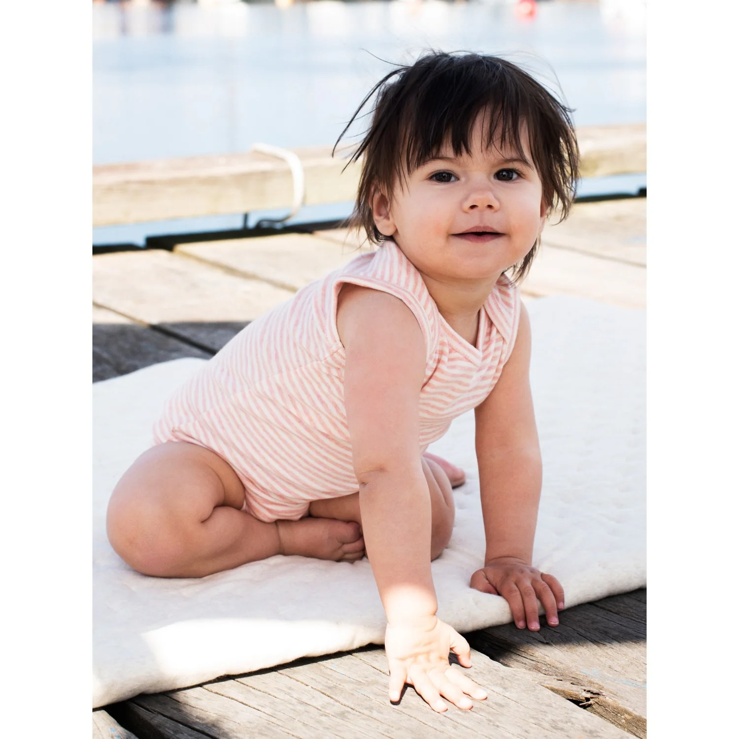 Serendipity Coral/Offwhite Baby Tank Stripe - Image 2