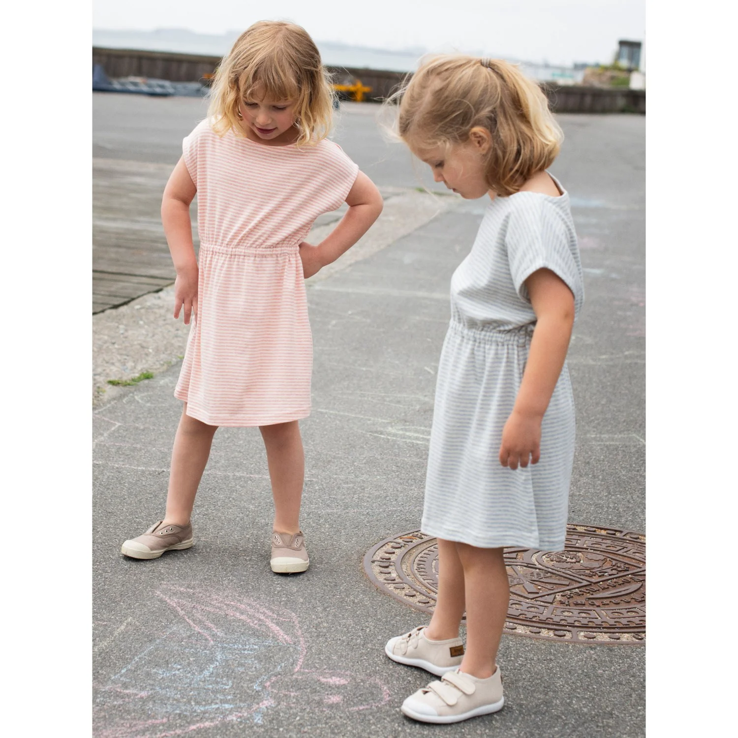 Serendipity Coral/Offwhite Beach Dress Stripe - Image 2