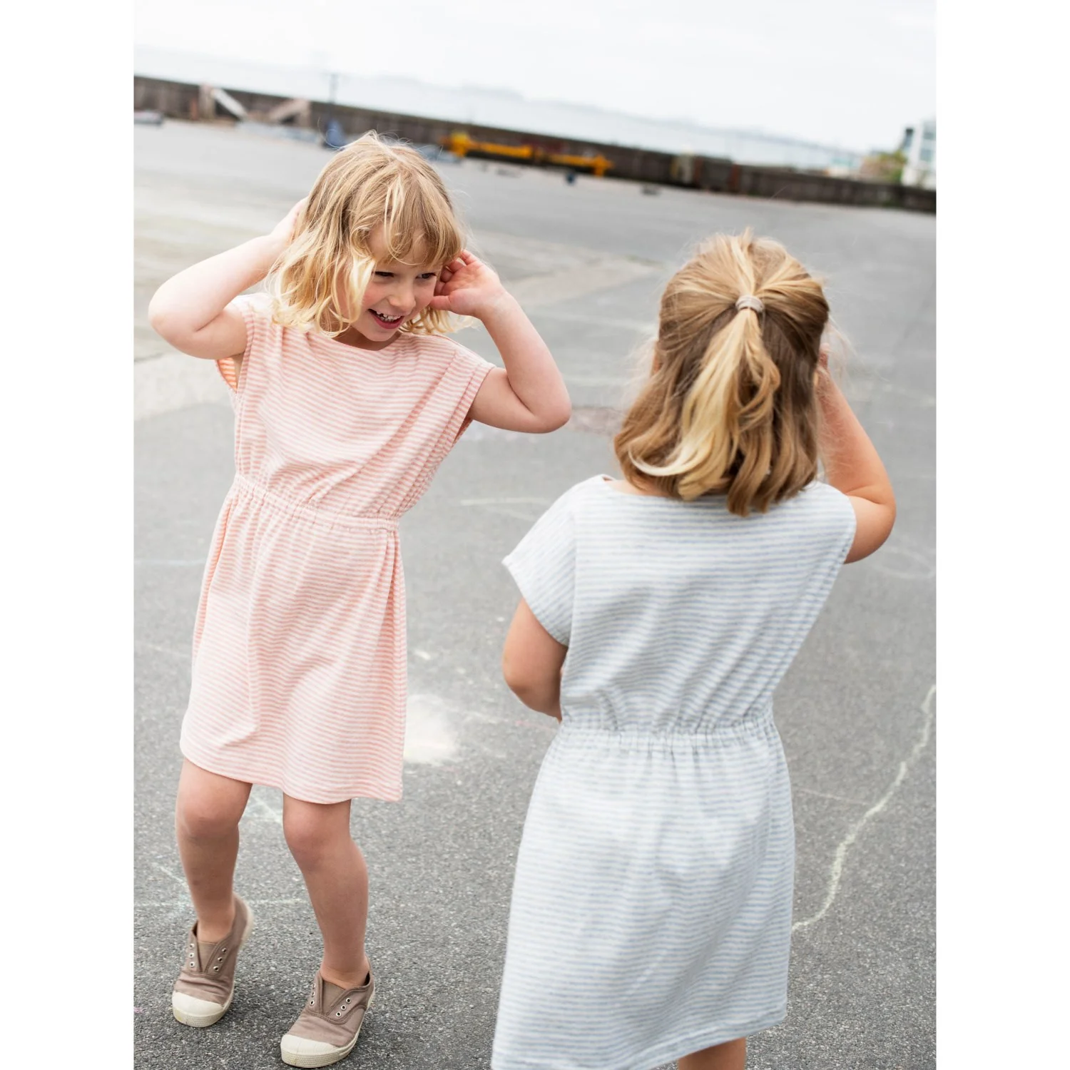 Serendipity Coral/Offwhite Beach Dress Stripe - Image 3