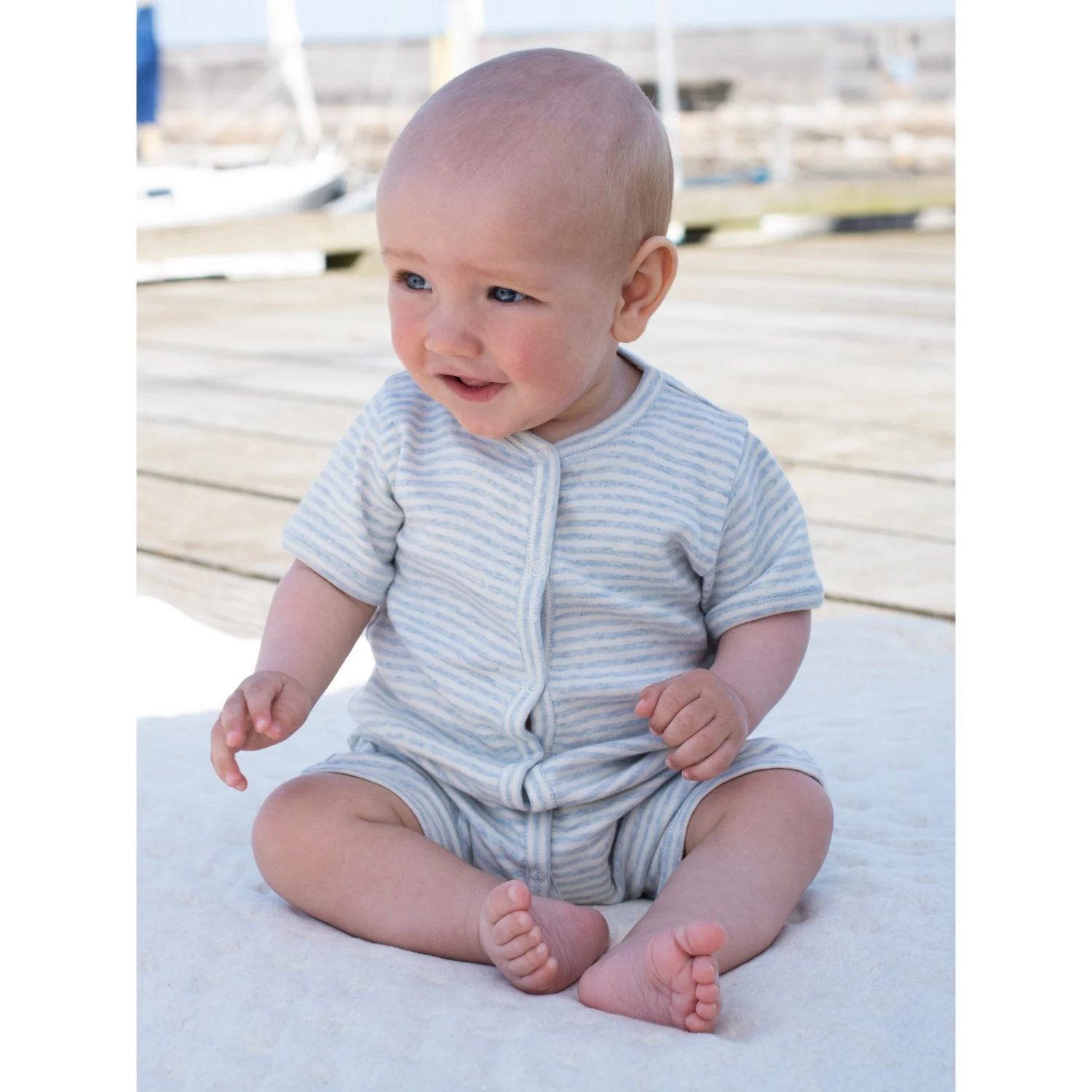 Serendipity Mist/Offwhite Baby Short Suit Stripe - Image 2
