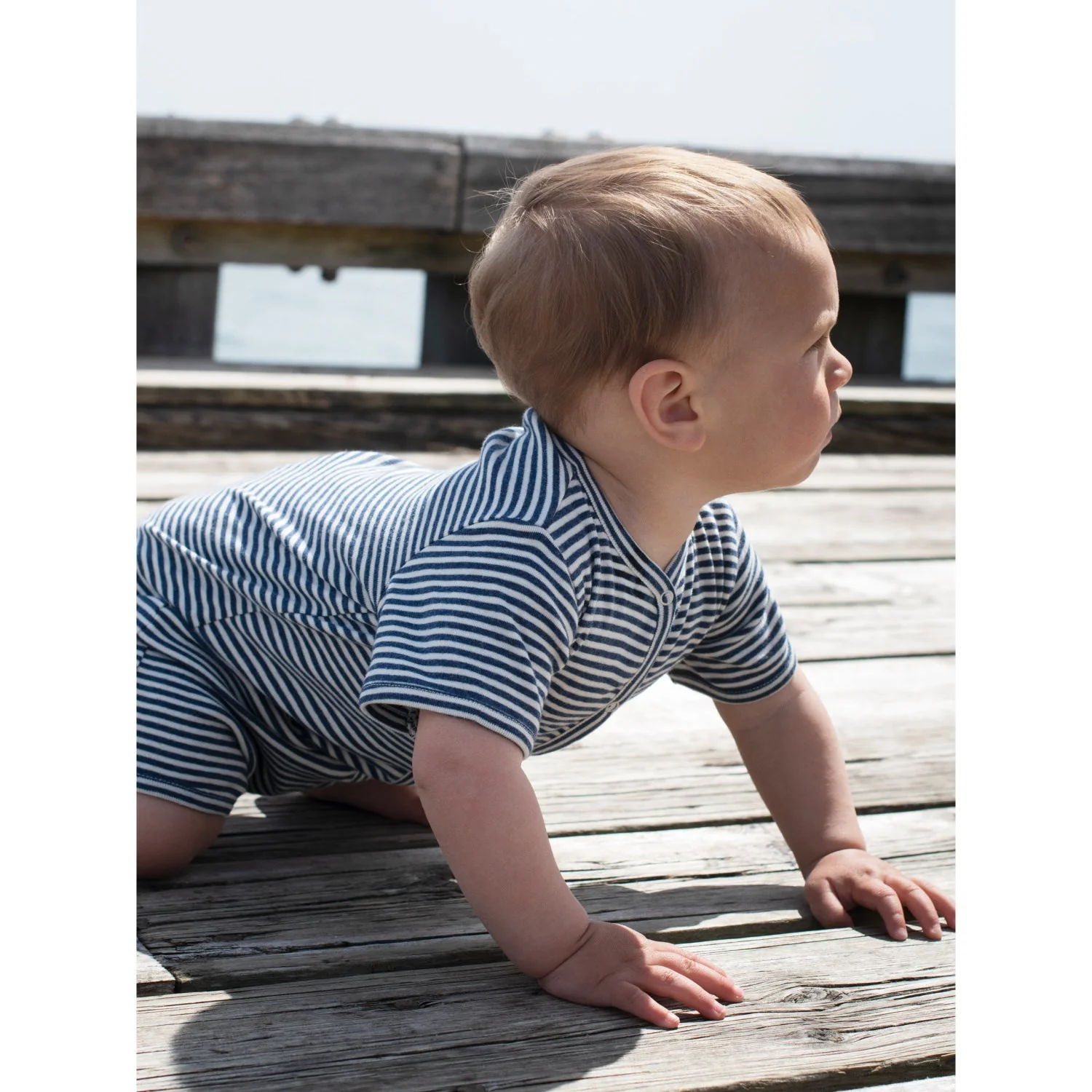Serendipity Navy/Offwhite Baby Short Suit Stripe - Image 3
