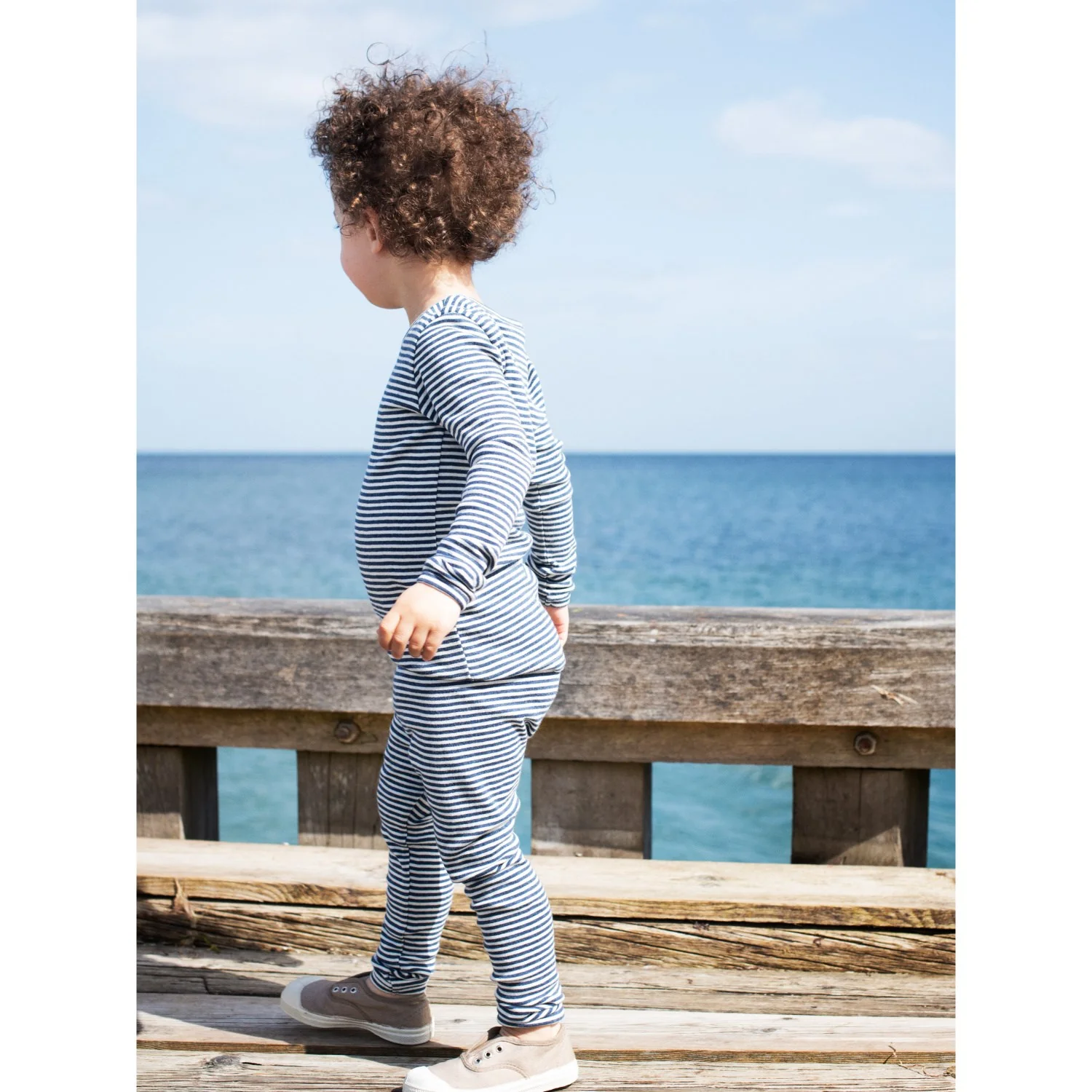 Serendipity Navy/Offwhite Stripe Leggings - Image 2