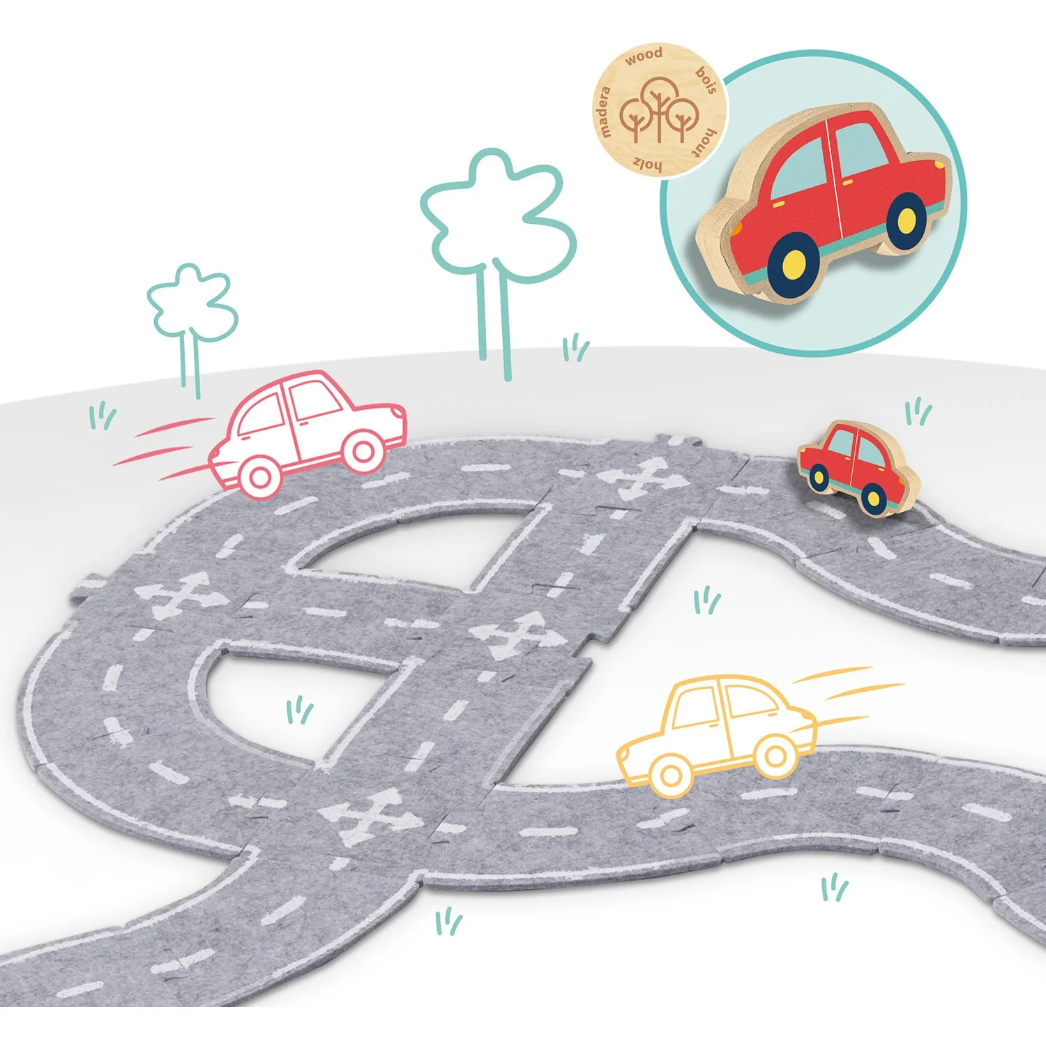 SES Creative Felt Road Surface, with Car 40 Pieces - Image 4