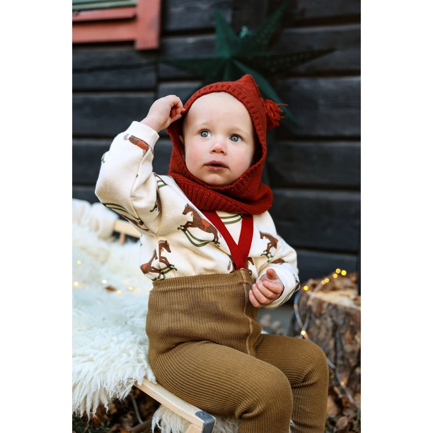 Silly Silas Acorn Brown With Maple Leaf Footed Tights Christmas Edition - Image 5
