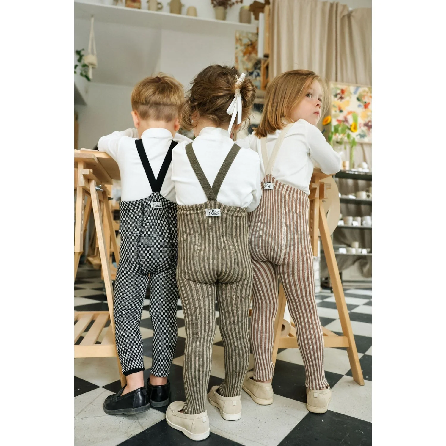 Silly Silas Black X White Checked Special Footless Tights - Image 13