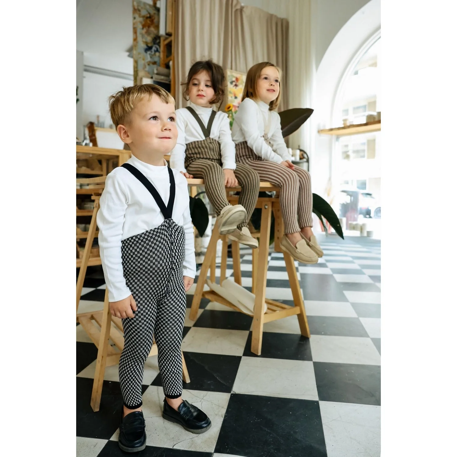 Silly Silas Black X White Checked Special Footless Tights - Image 14
