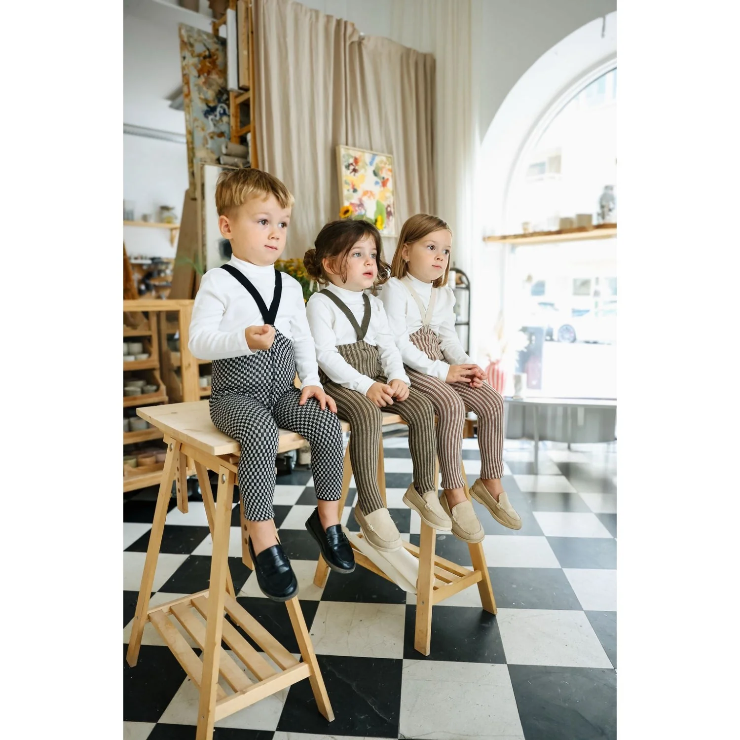 Silly Silas Black X White Checked Special Footless Tights - Image 15
