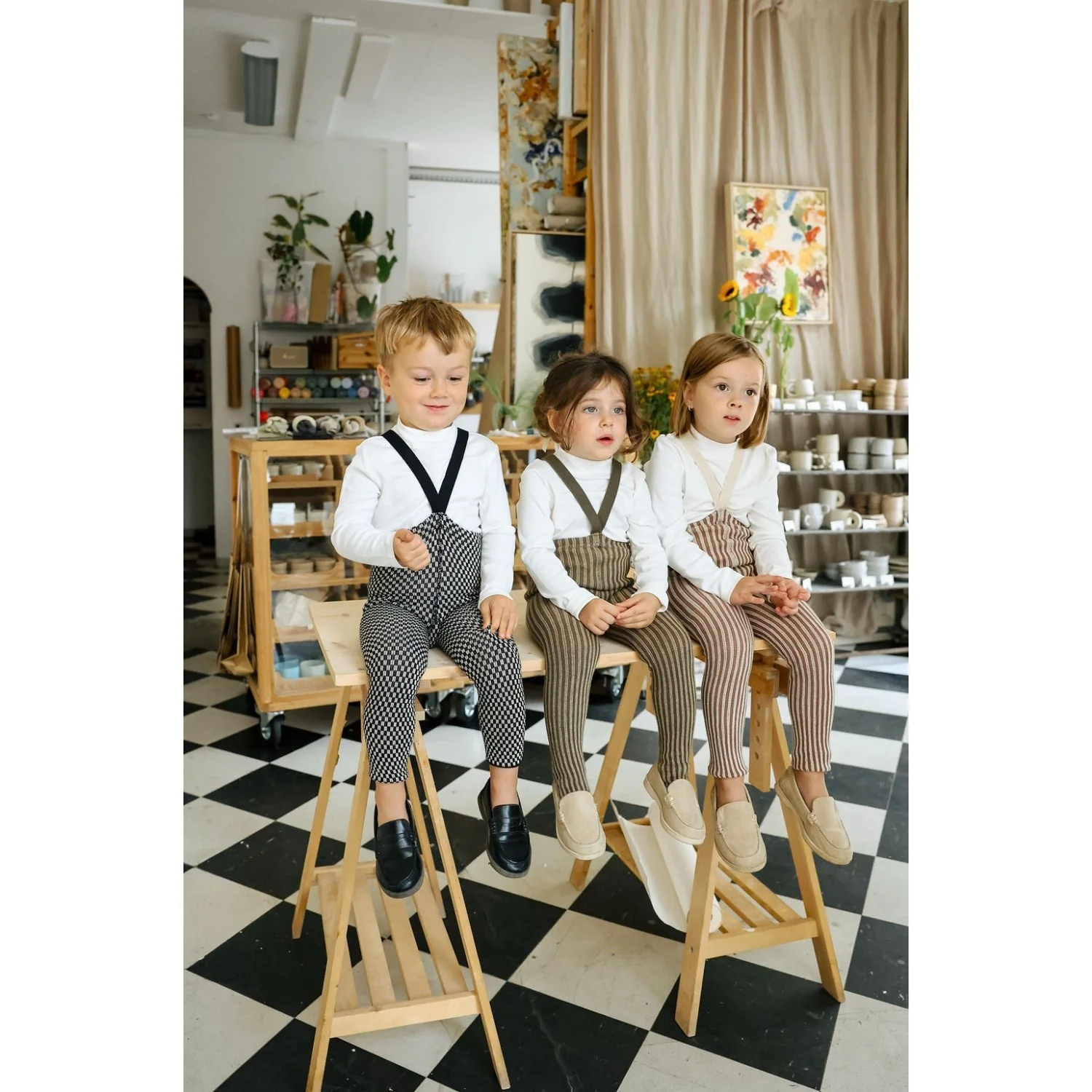 Silly Silas Black X White Checked Special Footless Tights - Image 16