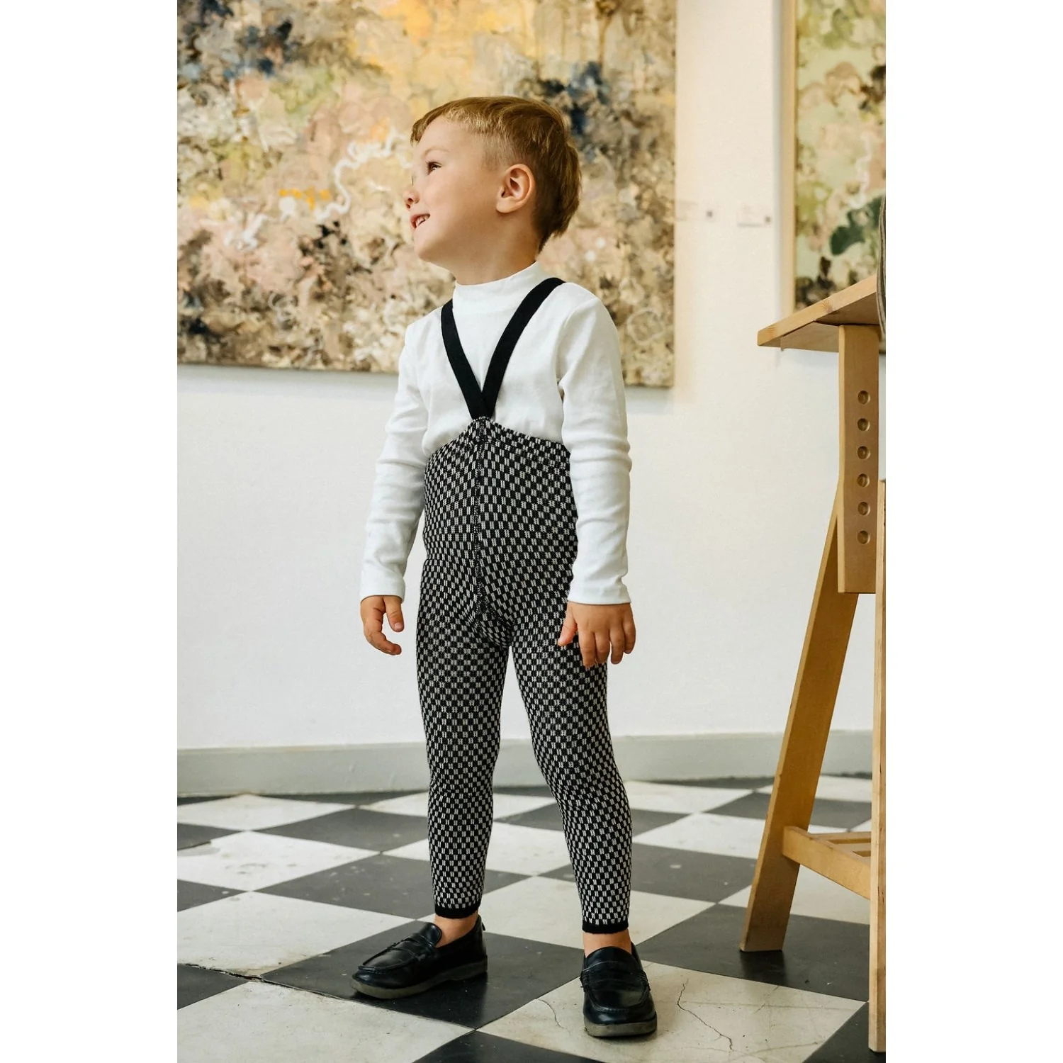 Silly Silas Black X White Checked Special Footless Tights - Image 17