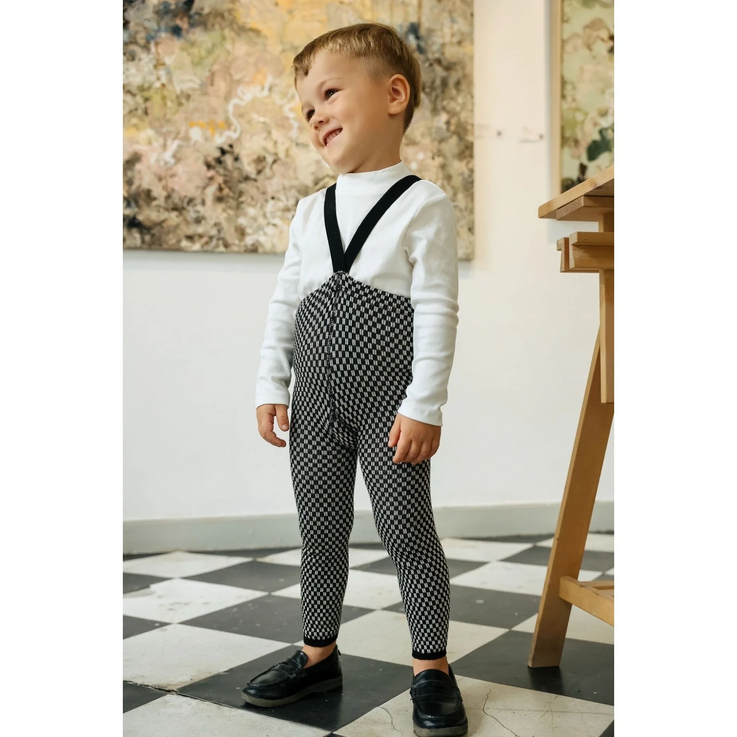 Silly Silas Black X White Checked Special Footless Tights - Image 2