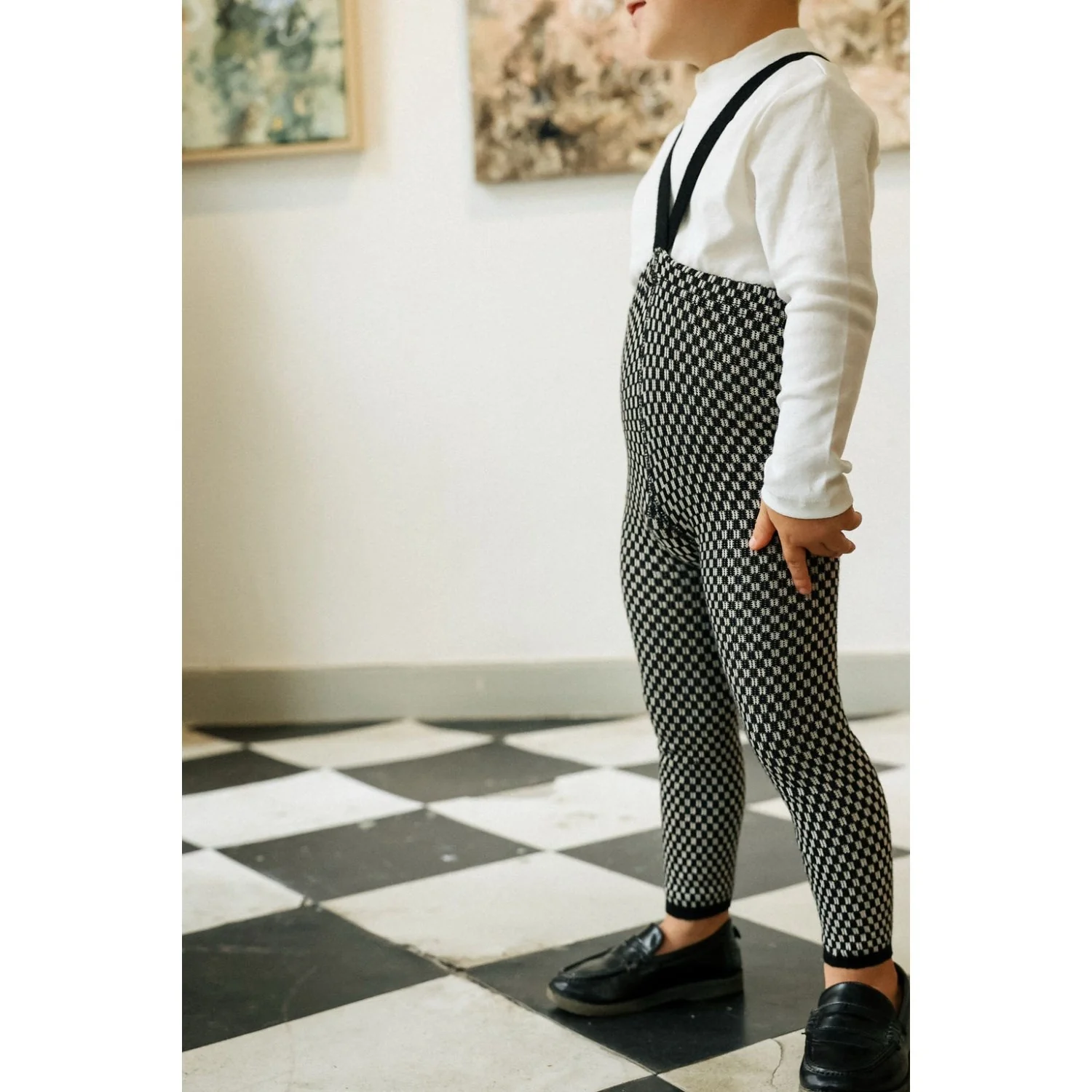 Silly Silas Black X White Checked Special Footless Tights - Image 5