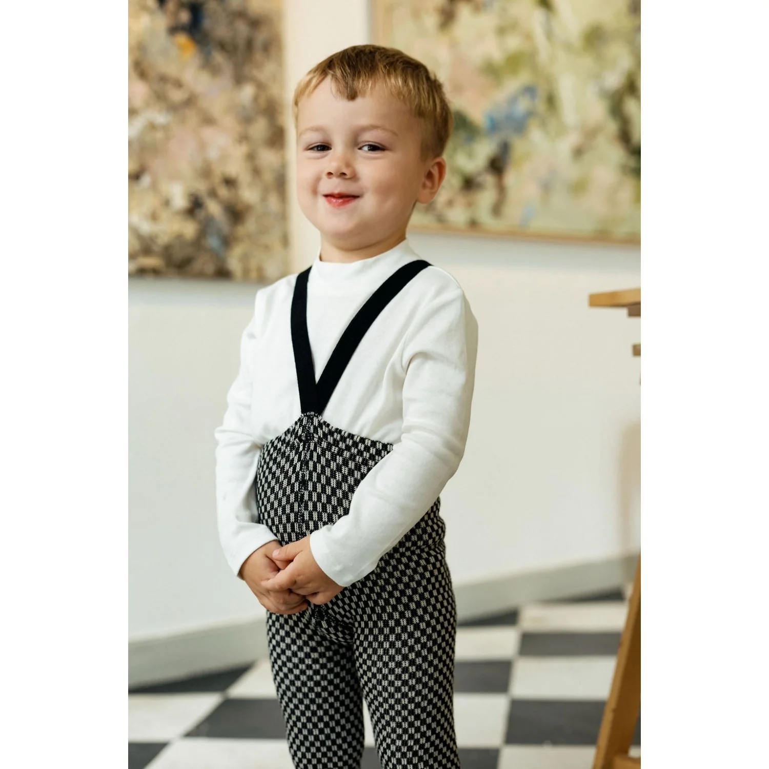 Silly Silas Black X White Checked Special Footless Tights - Image 6