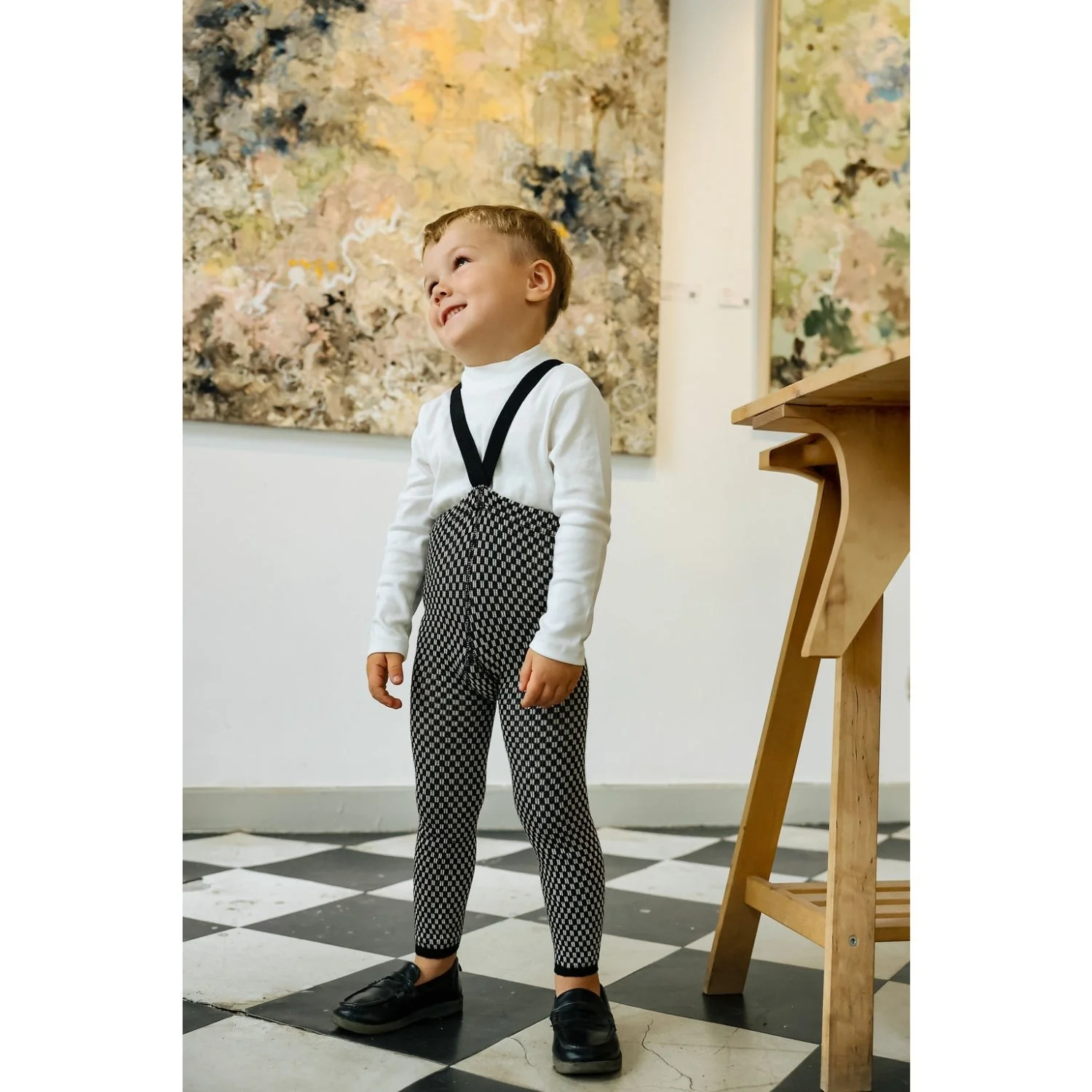 Silly Silas Black X White Checked Special Footless Tights - Image 7