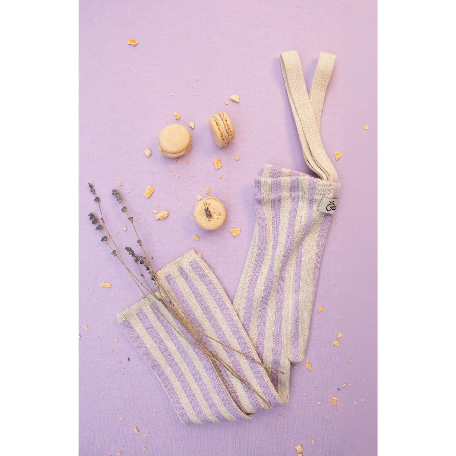Silly Silas Lavender X Cream Striped Footless Tights Special Edition - Image 32