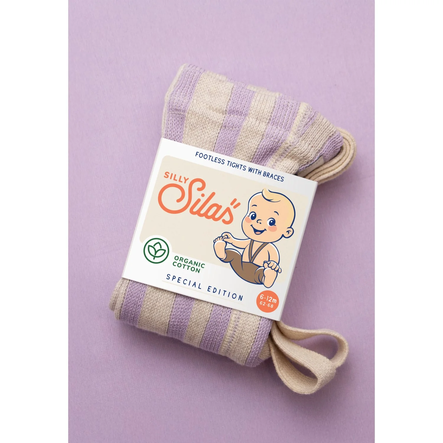 Silly Silas Lavender X Cream Striped Footless Tights Special Edition - Image 33