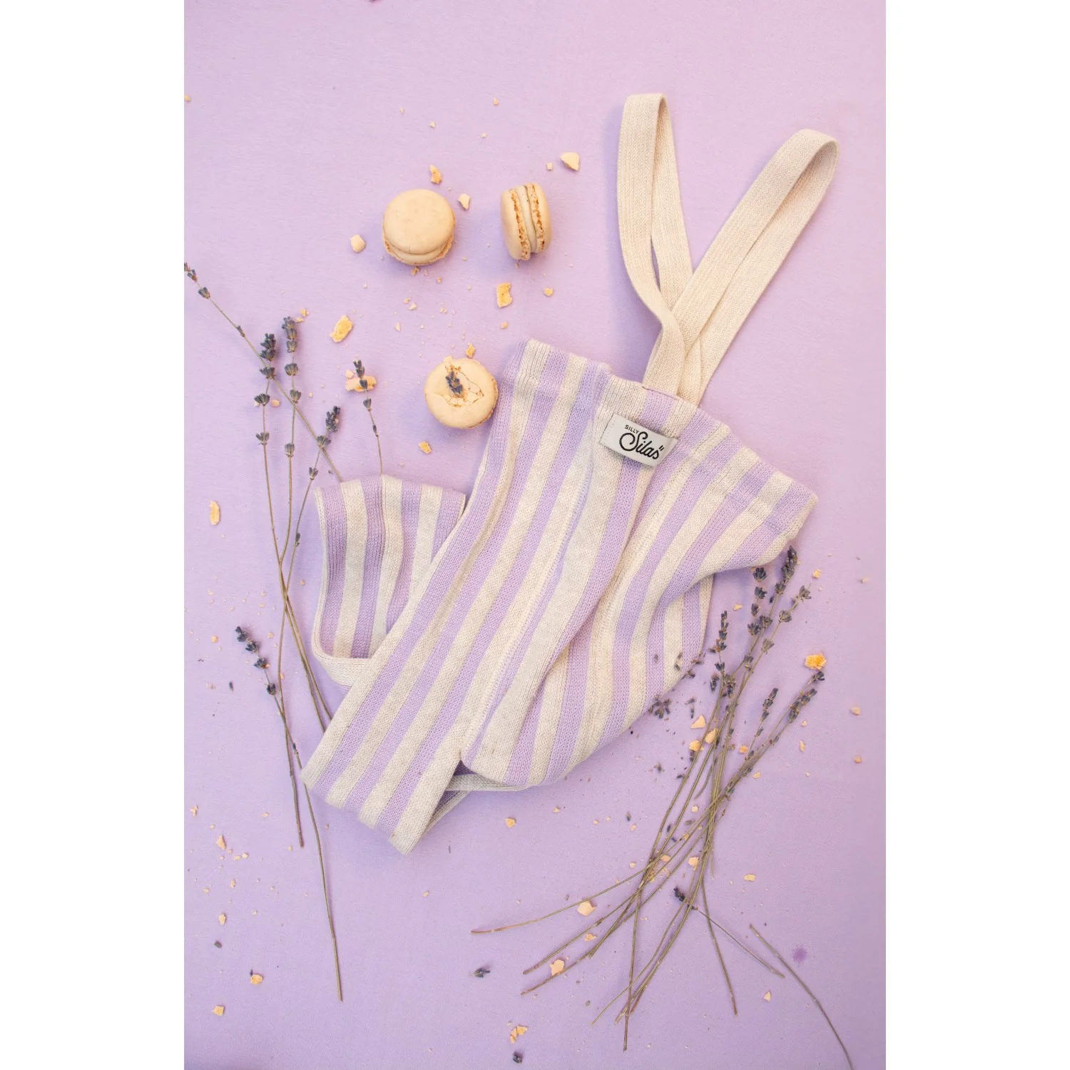 Silly Silas Lavender X Cream Striped Footless Tights Special Edition - Image 34