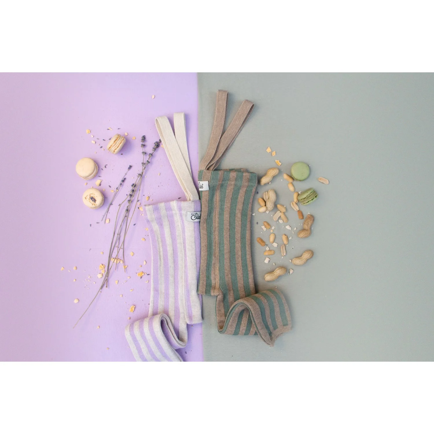 Silly Silas Lavender X Cream Striped Footless Tights Special Edition - Image 35
