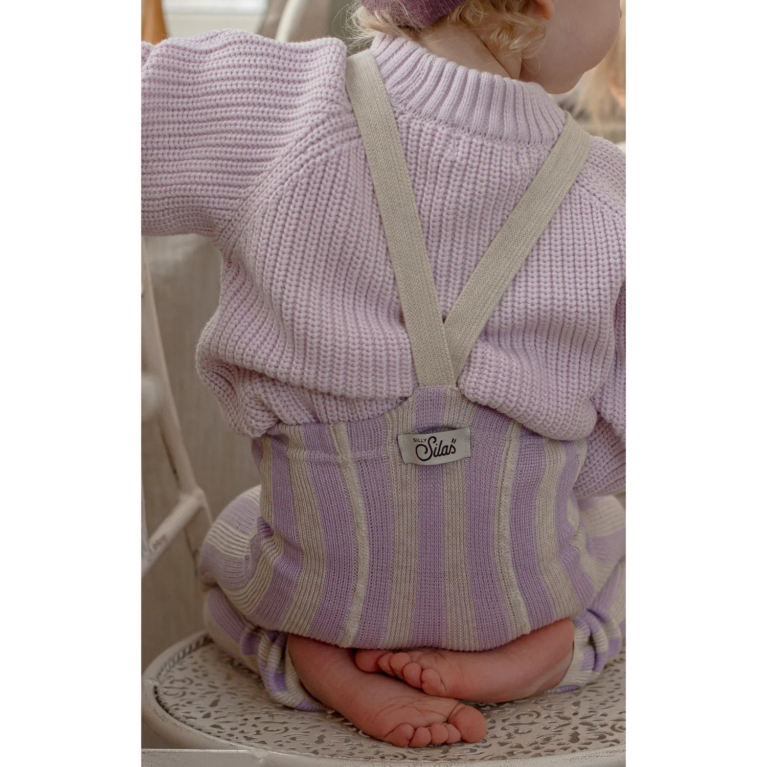 Silly Silas Lavender X Cream Striped Footless Tights Special Edition - Image 5