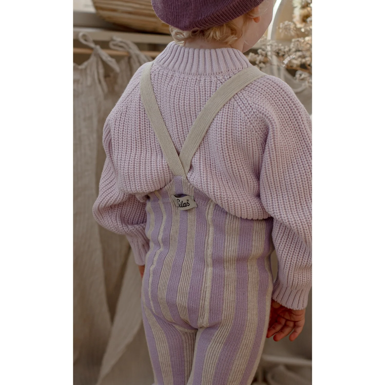 Silly Silas Lavender X Cream Striped Footless Tights Special Edition - Image 6