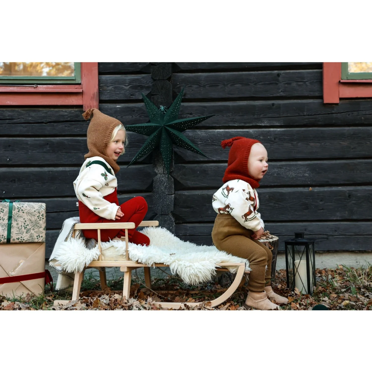 Silly Silas Maple Leaf With Dark Forest Green Footless Tights Christmas Edition - Image 10