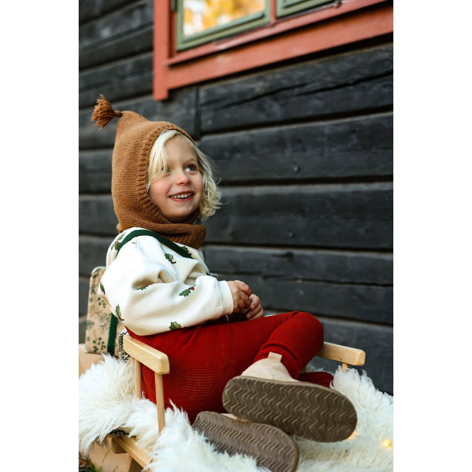 Silly Silas Maple Leaf With Dark Forest Green Footless Tights Christmas Edition - Image 4
