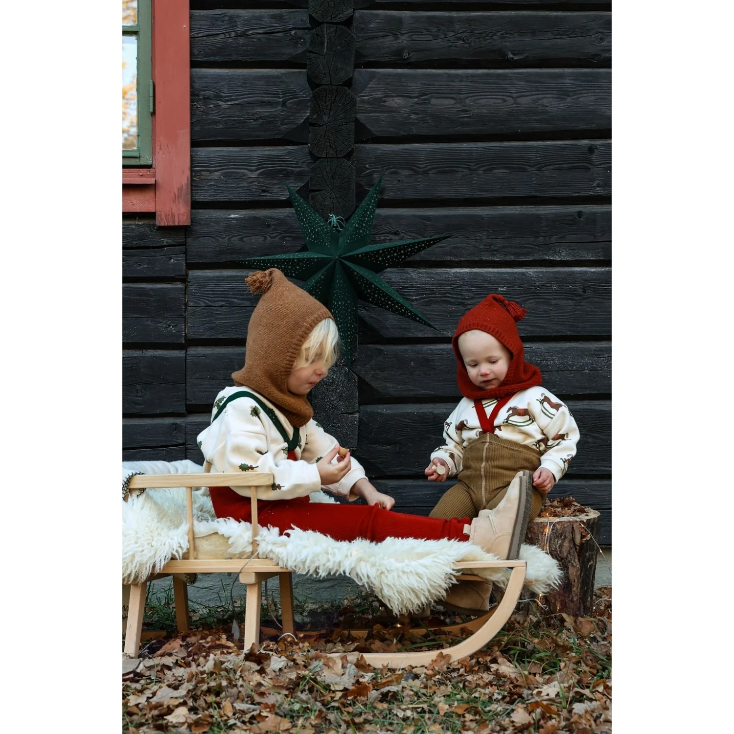 Silly Silas Maple Leaf With Dark Forest Green Footless Tights Christmas Edition - Image 6